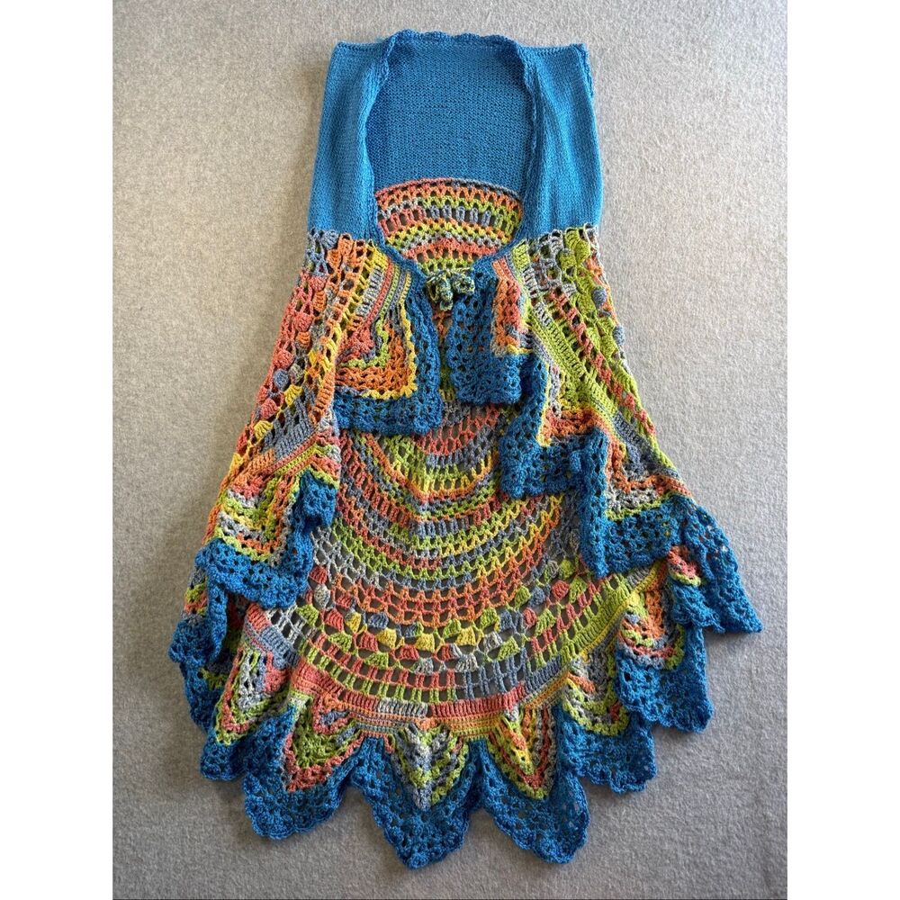 Boho crochet circle mandala festival vest OS